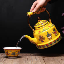 Vintage Ethnic Buddhist Enamel Kettle with Handle Coffee Milk Water Heating Pot Gas Kettle Induction Cooker Universal Teapot 2024 - buy cheap