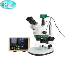 Microscópio digital trinocular com câmera de reparo pcb, vídeo estéreo, 10x-45x, com câmera para limpeza hospitalar, laboratório, cpu, reparo pcb 2024 - compre barato