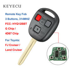 Keyecu Remote Car Key Fob 3 Buttons 314MHz G / 4D67 Chip TOY43 Blade for Toyota FJ Cruiser, Land Cruiser - FCC ID: HYQ12BBT 2024 - buy cheap