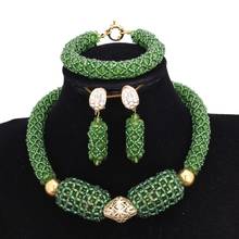 4UJewelry African Jewelry Set With Beaded Balls Choker Necklace Set Bracelet Earrings Set 2019 Nigerian Weddings Crystal Jewelry 2024 - buy cheap