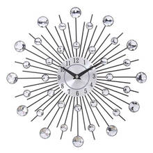 Reloj de pared de Metal Sunburst de cristal plateado de 13 pulgadas, Original, Vintage, decoración para el hogar, de cristal, hierro, con tachuelas de diamante 2024 - compra barato