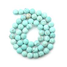 Cuentas de piedra 2020 Natural, cuentas redondas de turquesa azul mate para fabricación de joyas de collar, Pick 4, 6, 8, 10, 12, 14 Mm, 15,5 pulgadas 2024 - compra barato