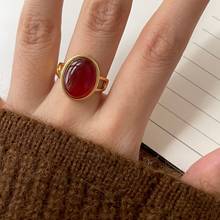 SHANICE French style 925 sterling silver open ring red agate ring minimalist fashion female design sense ins net red ring punk 2024 - buy cheap