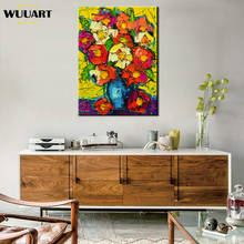 Pintura al óleo de flor pintada a mano de textura gruesa, lienzo de alta calidad para decoración de interiores del hogar, sala de estar, Mural abstracto 2024 - compra barato
