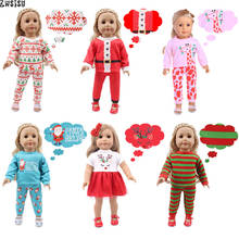 Boneca pijama 2 peças, projetos de natal, camisola para 18 partes americano e 43 cm born logan boneca geração brinquedo de menina, santa fé 2024 - compre barato