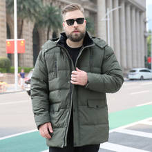 Chaqueta con capucha para hombre, abrigo cálido para el pecho, con doble cremallera y bolsillo, color verde, para Parque, invierno, talla grande 9XL 10XL 2024 - compra barato