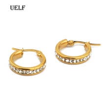 Uelf cubic zircon micro paved full CZ hoop earrings for women Korean Stainless Steel  jewelry 2024 - buy cheap