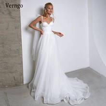 Verngo Simple White Ivory Tulle A Line Wedding Dress Beach Bow Spaghetti Straps Sweep Train Bride Gowns 2021 Abito Da Sposa 2024 - buy cheap