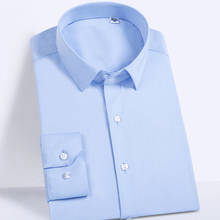 Men's Casual Non-iron Bamboo-fiber Classic Shirt Pocket-less Design Long Sleeve Standard-fit Formal Business Solid Dress Shirts 2024 - buy cheap