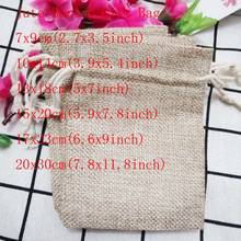 Bolsas de serapilheira natural para presente, 50 peças 7x9 9x12cm, joias de juta, saco de presente, sacos de jóias para casamento 2024 - compre barato