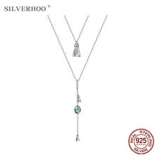 Silverhoo 925 pingente de cristal irregular, colar de prata esterlina exclusivo de badminton, pingente de cristal irregular, correntes longas de borla, joias finas para mulheres 2021 2024 - compre barato