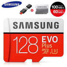 Samsung micro cartão sd evo plus 128gb 100 mb/s cartão de memória 64gb 256gb c10 UHS-I cartao de memória microsd sd/tf cartão com adaptador 2024 - compre barato