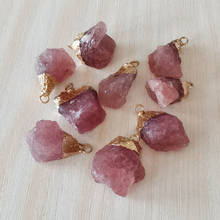 Fashion Natural strawberry gold stone irregular Healing Reiki pillar pendants wholesale 10pcs for jewelry making free shipping 2024 - buy cheap