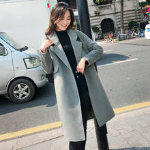 Кашемировое пальто, новинка 2020, зимняя одежда, Женское шерстяное пальто, женское повседневное корейское прямое шерстяное длинное пальто с лацканами, femme veste, куртка 2024 - купить недорого