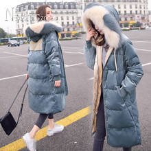 Fashion Long Style Thick Colorful Faux Fur Collar Women Parkas 2020 Winter New Korean Velvet Female Jacket 2024 - buy cheap