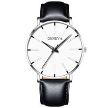 Relógio masculino ultrafino quartz, pulseira de couro preto, casual, negócios, 2020 2024 - compre barato