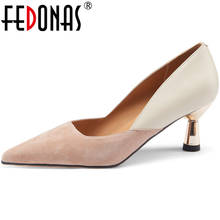 Fedonas-sapatos de salto alto femininos, sapatos de couro legítimo, design clássico, ponteagudo, para casamento, primavera, 2021 2024 - compre barato