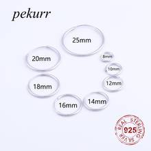 Pekurr-Mini pendientes de aro pequeños y redondos para mujer, de Plata de Ley 925, para hueso de la oreja Simple, 8 tamaños a elegir 2024 - compra barato