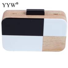 Wood Patchwork Bag Ladies Crossbody Bags With Chain Box Evening Party Clutch Bag Khaki Fashion Style Prom Clutches Purse 2024 - buy cheap