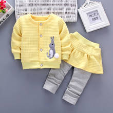 Roupas infantis estilo coreano, casaco de cardigã com desenho coelho + calças, roupa infantil para corrida de natal 2024 - compre barato