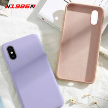 N1986N Liquid Silicone For iPhone 6 6s 7 8 Plus X XR XS Max Phone Case Fashion Candy Color Solid Color Soft Case For iPhone X XS 2024 - buy cheap