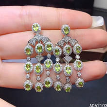 KJJEAXCMY-joyería fina de Plata de Ley 925 con incrustaciones de peridoto natural para mujer, exquisitos pendientes de GEMA con borla vintage, soporte de detección 2024 - compra barato