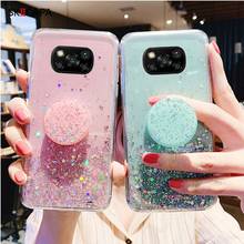 Bling Glitter phone Case For xiaomi 10 pro lite 10 UITRA POCO X3 NFC Stand Holder Cover For Redmi 9A 9C Note 9 pro max 9S 10X 2024 - buy cheap