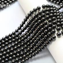 Meihan Wholesale natural Jet coal (2 strands/lot) 6mm round loose stone beads For jewelry DIY making 2024 - buy cheap