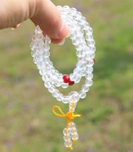 6mm Tibetan Buddhism 108 White Synthetic Crystal Prayer Bead Mala Necklace 2024 - buy cheap