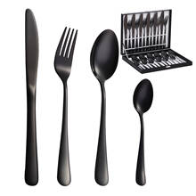 Velaze 48-Piece Black Flatware Set High-grade Mirror Polish Stainless Steel Cutlery Set Spoon,Fork,Knife Dinnerware in Gift Box 2024 - buy cheap