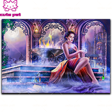 Diy Castle beautiful woman 5d diamond painting round diamond mosaic home decoration embroidery pattern embroidery handmade gift 2024 - buy cheap