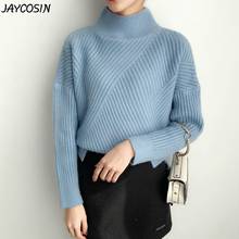 JAYCOSIN Women Sweaters Casual Wild Solid Turtleneck Long Sleeve Knitted Sweater Ladies Winter Warm Basic Sweater Pullovers Tops 2024 - buy cheap