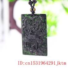 Jade Dragon Pendant Necklace Chinese Gifts Charm Amulet Black Green Natural Fashion Jewellery Carved 2024 - buy cheap