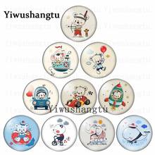 Cute cartoon bear elephant animals drive happyiness 12mm/20mm/25mm/30mm photo glass cabochon demo flat back Making findings 2024 - buy cheap