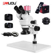 Microscopio estéreo Trinocular digital HD zoom 3,5, banco de trabajo grande, Cámara 2K, VGA, HDMI, anillo de luz LED, adaptador soldador 1/3, 90x 2024 - compra barato