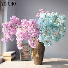 YO CHO-flores de cerezo artificiales de seda, 135cm, 4 tenedores, colgante de pared para boda, flor falsa, dama de honor, decoración para fiesta en casa 2024 - compra barato