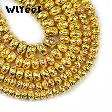 WLYeeS 6 8 10mm Plana Rodada Banhado A Ouro Lava Vulcânica 18 Loose Beads para DIY Colar Jóias Pulseira fazer encontrar Acessórios 2024 - compre barato
