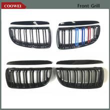 L+R 2PCS Front Glossy  Black/ M Color 2 Line Double Slat Kidney Grille Grill For BMW E90 E91 4 Door 2005-2011 2024 - buy cheap
