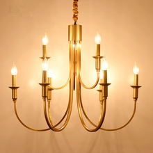 Lustre suspenso de led dourado em bronze e cobre retrô, estilo americano para sala de estar 2024 - compre barato