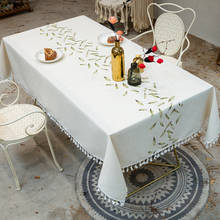 Toalha de mesa decorativa bordada e com borla, toalha retangular à prova d'água para casamento 2024 - compre barato
