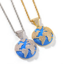 Karopel 2021 New Blue Earth Pendant Necklace Men's Simple Trendy Necklace Hip Hop Drop Oil Inlaid Zircon Jewelry Gift 2024 - buy cheap