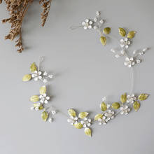 White Blossom-Diadema nupcial para niña, horquillas de pelo de hoja verde para boda, accesorios hechos a mano para mujer 2024 - compra barato