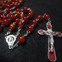 Fashion Religious Red bead crucifix necklace Religious Christian ornaments A gift for good friend Religious rosary necklace 2024 - buy cheap