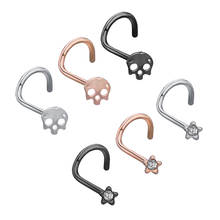 AOEDEJ 1PC Skull Nose Stud 20G Piercing Rose Gold Nose Piercing Nostril Earring Flesh Piercing Body  Jewelry 2024 - buy cheap