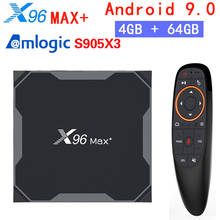 Dispositivo de TV inteligente X96 Max PLUS, decodificador con Android 9,0, Amlogic S905X3, cuatro núcleos, 4GB, 32GB, 64GB, Wifi 2,4G y 5GHz, BT, 1000M, 4K 2024 - compra barato
