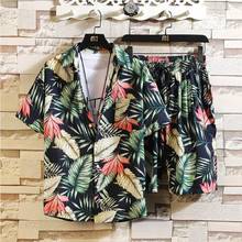 Seaside Beach Holiday Suit Male Loose Big Size Couple Tide Brand Shortsleeved Flower Shirt Casual Two-piece Suit Men Short Sets 2024 - buy cheap