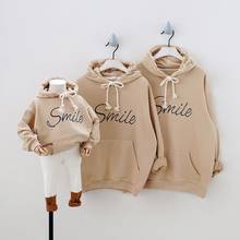 Fashion Sport Hoodies Family Matching Outfits Smile Sweatshirts for a Family of Three Casual Pockets Hooded Clothes Couple Wear 2024 - buy cheap