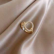 Anel de zircônio embutido em cobre, joia moderna coreana requintada redonda simples abertura das mulheres anel ajustável 2024 - compre barato