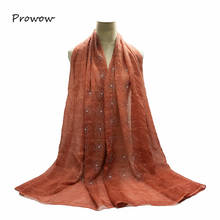 Bufanda de algodón con perlas lisas para mujer, Hijab femenino, chal con perlas, 16 colores, W086 2024 - compra barato
