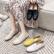 Spring Autumn Women Loafers Square Toe Slip on Flat Shos Ladies Black Loafer Yellow Boat Shoes Leather White Shoes Flats 8976C 2024 - buy cheap